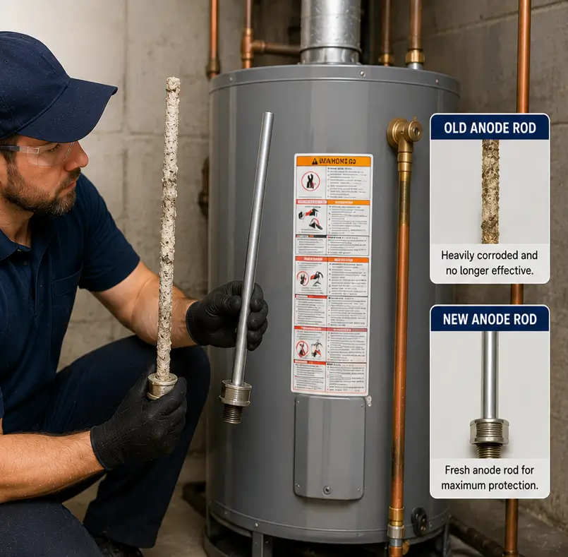Professional anode rod replacement